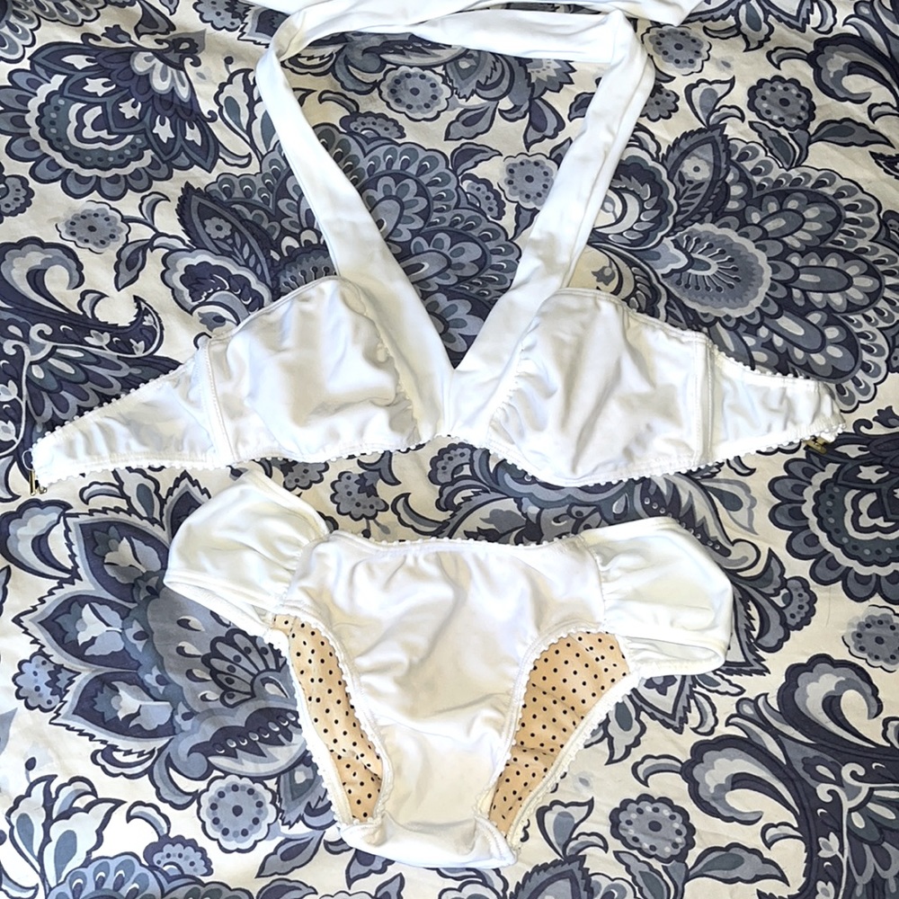 Lunazul white bikini. Never worn - has original hygienic panty liner.